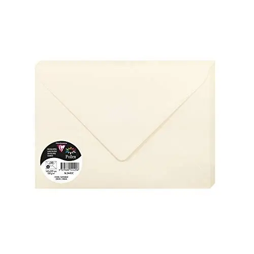 Produktbild: Clairefontaine 5442C - Packung mit 20 Umschläge Pollen, Format C5, 162 x 229 mm, 120g, ideal für Korrespondenz und Einladungen, Elfenbein, 1 Pack