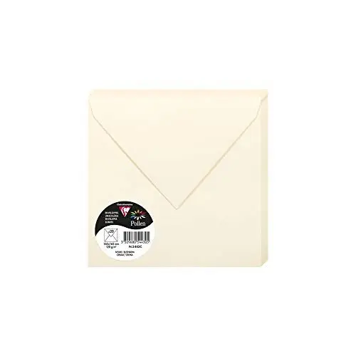 Produktbild: Clairefontaine 5443C - Packung mit 20 Umschläge Pollen, gefüttert, 165 x 165mm, 120g, ideal für Einladungen und Korrespondenz, Elfenbein, 1 Pack