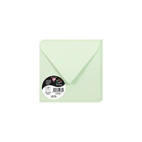 Produktbild: Clairefontaine 5478C - Packung mit 20 Umschläge Pollen, 140 x 140 mm, 120g, ideal für Einladungen und Korrespondenz, Jadegrün, 1 Stück