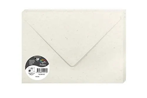 Produktbild: Clairefontaine 55013C - Packung mit 20 Umschlägen Pollen, gefüttert, Format C5 (16,2x22,9cm), 120g, 100% Recycling Papier, ideal für Einladungen und Korrespondenz, Natura Weiß, 1 Pack