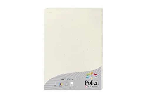Produktbild: Clairefontaine 55014C - Packung mit 25 Blatt Briefpapier Pollen Natura, 100% Recycling Papier, DIN A4, 21x29,7cm, 210g, ideal für Einladungen und Korrespondenz, Weiß, 1 Pack