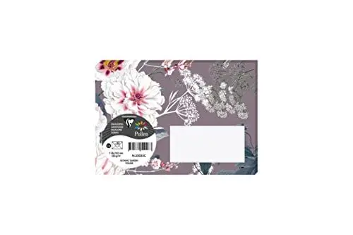 Produktbild: Clairefontaine 55032C - Paquet de 20 Enveloppes Imprimées Gommées - Format C6 11,4x16,2cm - 120g - Coloris Violine - Thème Botanic Garden - Invitation Evènements et Correspondance - Gamme Pollen