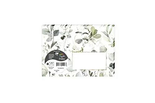 Produktbild: Clairefontaine 55037C - KOLLEKTION EUKALYPTUS, Set mit 20 Umschlägen Pollen, bedruckt, C6, 114x162 120g, Grün, 1 Set