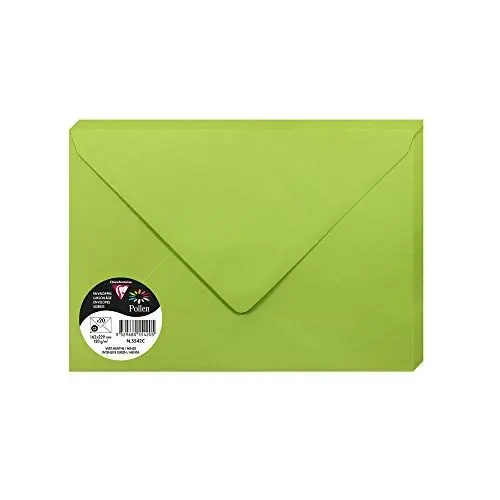 Produktbild: Clairefontaine 5542C - Packung mit 20 Umschläge Pollen, Format C5, 162 x 229 mm, 120g, ideal für Korrespondenz und Einladungen, Minzgrün, 1 Pack