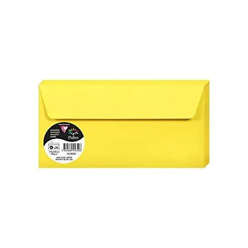 Produktbild: Clairefontaine 5565C - Packung mit 20 Umschläge Pollen, Format DL, 110 x 220 mm, 120g, ideal für Einladungen und Korrespondenz, Sonnengelb, 1 Pack