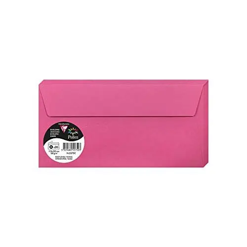 Produktbild: Clairefontaine 5575C - Packung mit 20 Umschläge Pollen, Format DL, 110 x 220 mm, 120g, ideal für Einladungen und Korrespondenz, Fuchsia, 1 Pack