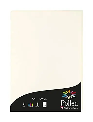 Produktbild: Clairefontaine 56000C - Packung mit 50 Blatt Briefpapier Pollen, DIN A4, 21x29,7cm, 120g, Naturweiß, 1 Pack