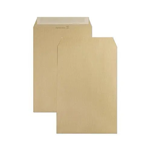 Produktbild: Clairefontaine 5744C - Packung mit 50 Versandtaschen mit Rillen Kraftbraun B5-176x250 mm, selbstklebend, 90g, 1 Pack