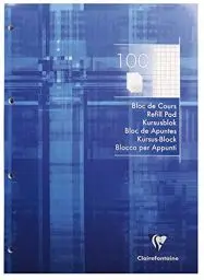 Produktbild: Clairefontaine 5816C Kursusblock (mit 100 Blatt, kariert, DIN A4, 21 x 29,7 cm, 100 Blatt, ideal für die Schule) 1 Stück weiß