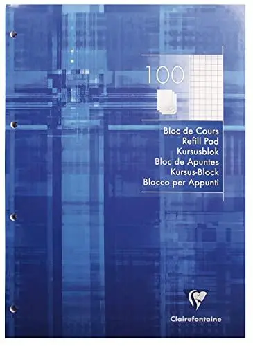 Produktbild: Clairefontaine 5816C Kursusblock (mit 100 Blatt, kariert, DIN A4, 21 x 29,7 cm, 100 Blatt, ideal für die Schule) 1 Stück weiß