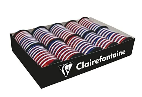 Produktbild: Clairefontaine 612698C Packung (mit 10 Spulen Geschenkband, 10m x 10mm, französischer Flagge, ideal für Ihre Geschenke oder Bastelnprojekte) 10 Stück blau/weiß/rot