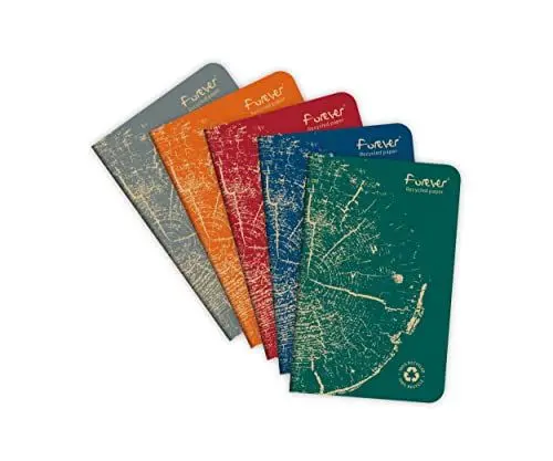 Produktbild: Clairefontaine 68492C - Packung mit 5 Heften FOREVER Premium 9x14cm, 90g Recycling Papier, 48 Blatt, kariert, farbig sortiert, 1 Pack