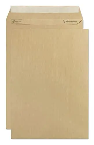 Produktbild: Clairefontaine 750C - Karton mit 250 Versandtaschen mit Rillen Kraftbraun C4-229x324 mm, selbstklebend, 90g, 1 Karton