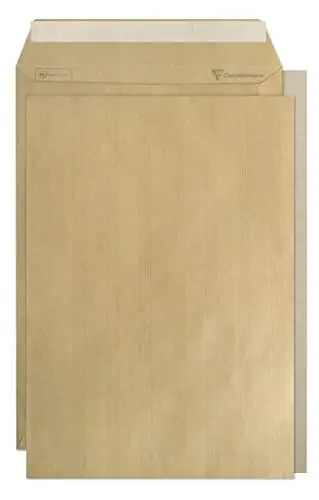 Produktbild: Clairefontaine 7850C - Karton mit 100 Versandtaschen Kraftbraun mit verstärktem Rücken C4-229x324 mm, selbstklebend, 90g, 1 Karton