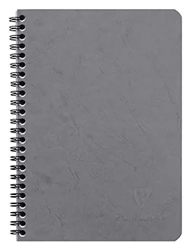 Produktbild: Clairefontaine 785365C Agebag Spiralbuch (DIN A5, 14,8 x 21 cm, 50 Blatt, liniert, Doppelspiralbindung, praktisch für unterwegs, robust und belastbar) 1 Stück grau