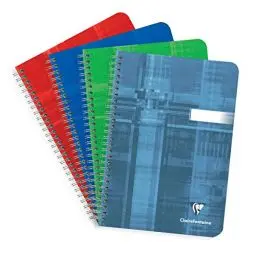 Produktbild: Clairefontaine 8532C Spiralbuch (DIN A4, 14,8 x 21 cm, kariert, 50 Blatt) 1 Stück farbig sortiert