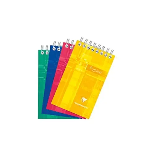 Produktbild: Clairefontaine 8552C Spiralblock, kariert, 75 x 120 mm, ideal für Notizen, 60 Blatt, 1 Stück, farbig sortiert