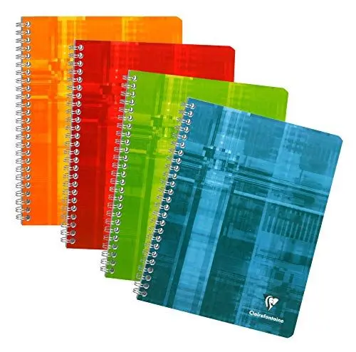 Produktbild: Clairefontaine 8762C - Packung mit 5 Heften mit Spiralbindung, 90 Blatt, 17 x 22 cm, kariert, 90g, farbig sortiert, 1 Pack