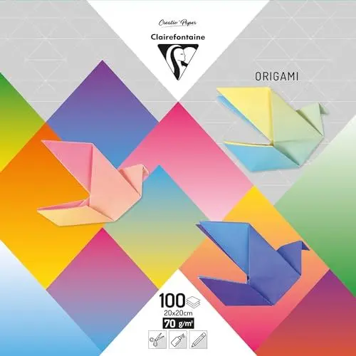 Produktbild: Clairefontaine 95011C - Packung mit 100 Bogen Origamipapier 70g/m2, 20x20cm, Bunt, 1 Pack