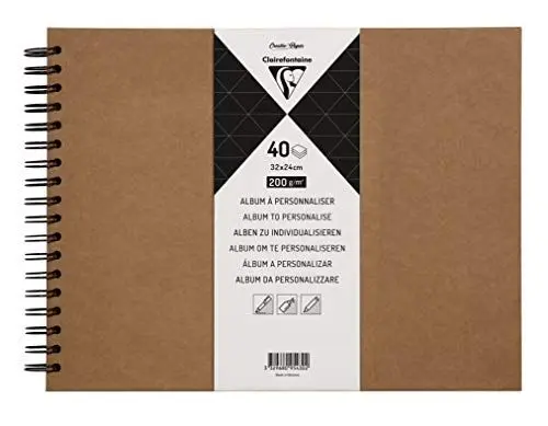 Produktbild: Clairefontaine 95430C Heft mit Kraftpapier zum Individualisieren (32 x 24 cm, 40 Blatt, 200 g, Spiralbindung, ideal als Gästebuch) 1 Stück kraft