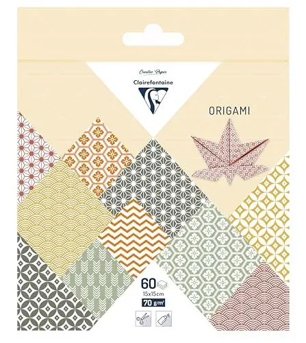 Produktbild: Clairefontaine 95636C - Packung mit 16 Bogen Origamipapier 70g/m2, 15x15cm, Herbst, 1 Pack