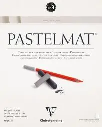 Produktbild: Clairefontaine 96028C Zeichenblock Pastelmat (kopfseitig geleimt, 12 Blatt, 24 x 30 cm, 360 g, mit 4 transparenten Trennblättern, Spezielkarton ideal fur Pastell und Kreide) weiß