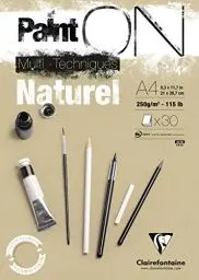 Produktbild: Clairefontaine 96540C - Malblock / Zeichenblock PaintON leicht rauen Oberfläche DIN A4 21x29,7 cm, kopfseitig geleimt, 30 Blatt, 250g 100% Zellulose Korrekturen möglich ideal für Mixmedia Weiß 1 Stück