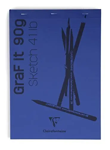 Produktbild: Clairefontaine 96623C Skizzenblock Graf it, DIN A4, 21x29,7 cm, 80 Blatt, 90g, 80 Blatt, blanko, geheftet, ideal für Trockentechiken, 1 Stück, farbig sortiert