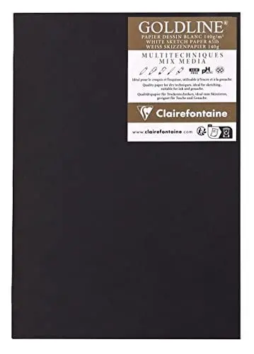 Produktbild: Clairefontaine 975524C - Skizzenheft Goldline, DIN A5, 20 Blatt 140g, ideal für Trockentechniken, weiß, 1 Stück