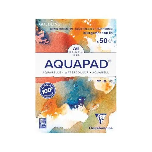 Produktbild: Aquapad Goldline Aquarellblock A6, 10,5x14,8cm, 300g, 50 Blatt
