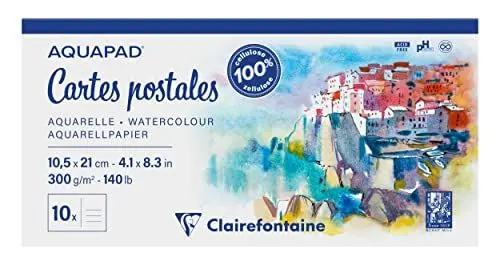 Produktbild: Clairefontaine 975955C - Reisealbum Aquapad DIN A5 14,8x21cm, geleimt mit 10 Bogen 300g, ideal für die Gestaltung eigener Postkarten, 1 Stück
