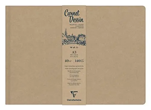 Produktbild: Clairefontaine 975964C - Skizzenbuch mit Fadenbindung DIN A4 21x29,7cm, mit festem Einband, weißes Papier, extrafeine Körnung, 140g, 40 Blatt, 1 Stück
