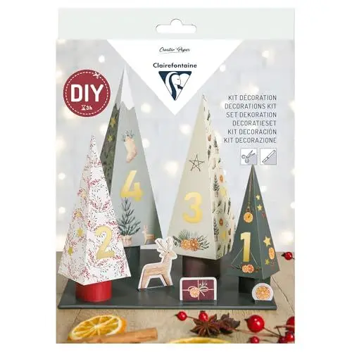 Produktbild: Clairefontaine 97713C - Kreativset für die Erstellung von Adventskerzen,20,6x1,5x29cm, ideal für Weihnachtsdeko und als Bastelaktivität mit Kindern, 1 Set
