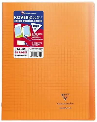 Produktbild: Clairefontaine 984409C - Packung mit 10 Heften Koverbook, DIN A4+, 24 x 32 cm, 24 Blatt, französische Lineatur, 90 g, Orange Transparent, 1 Pack