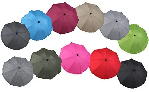 Produktbild: Clamaro 'SUNCOVER' Universal Sonnenschirm Regenschirm für Kinderwagen und Sport Buggy (11 Farben), Babywagen Schirm mit Universal Halterung mit 360° flexiblen Schwanenhals, Cappuccino 4