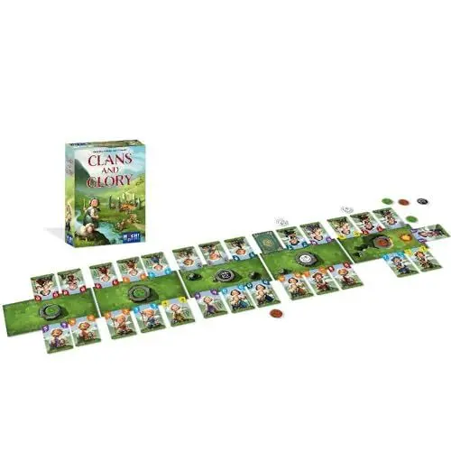 Produktbild: HUCH!, Clans and Glory, Gesellschaftsspiel, Strategisches Kartenspiel, Spannende Clan-Duelle in den Highlands, Für 2–4 Spieler ab 10 Jahren