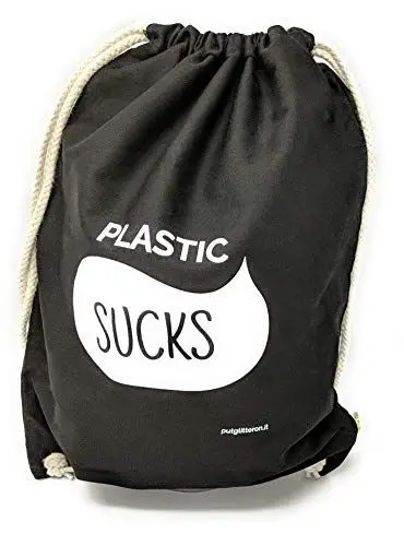 Produktbild: clapur Turnbeutel (schwarz) aus Bio Baumwolle, Gymbag mit Sprüchen, Sport-Beutel für Festival, Party, Herren, Hipster, weiße Schrift