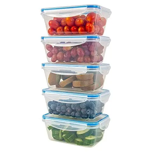 Produktbild: Classbach® Frischhaltedosen mit Deckel | 5er Set | 100% dicht | Meal Prep Boxen | für Mikrowelle Spülmaschine Gefrierfach geeignet | Lunchbox | Dosen Meal Prep stapelbar | Gefrierdosen | C-FHD 4007 K