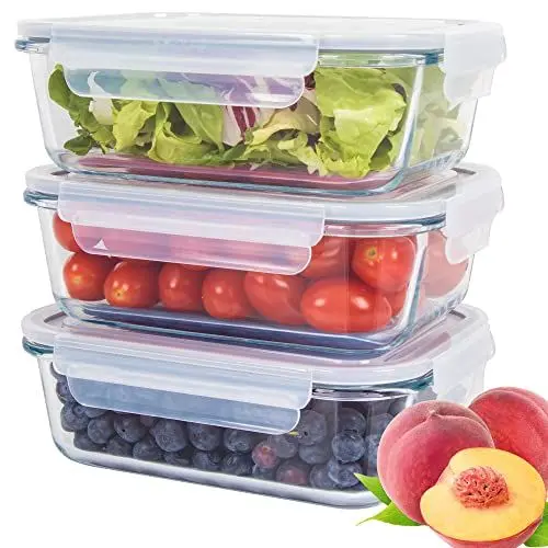 Produktbild: Classbach® Frischhaltedosen Glas mit Deckel | 3er Set | für Mikrowelle Spülmaschine Gefrierfach Ofen geeignet | Meal Prep Boxen Glas | mit Dampfventil | Glasbehälter mit Deckel | C-FHD 4020 G