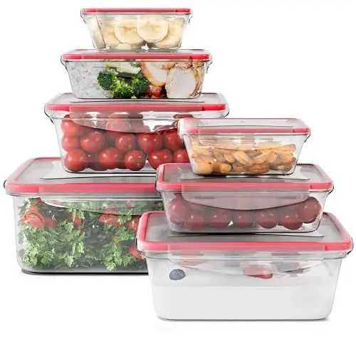 Produktbild: Classbach® Frischhaltedosen mit Deckel | 7er Set | 100% dicht | Meal Prep Boxen | für Mikrowelle Spülmaschine Gefrierfach geeignet | Lunchbox | Dosen Meal Prep stapelbar | Gefrierdosen | C-FHD 4008 K