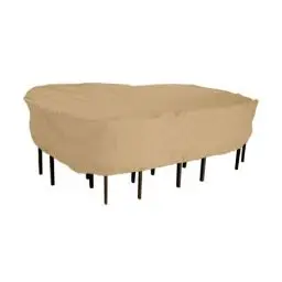 Produktbild: Classic Accessories Terrazzo 58262-EC Abdeckung für Terrassentische und Stühle, wasserabweisend, rechteckig, oval, Sandfarben
