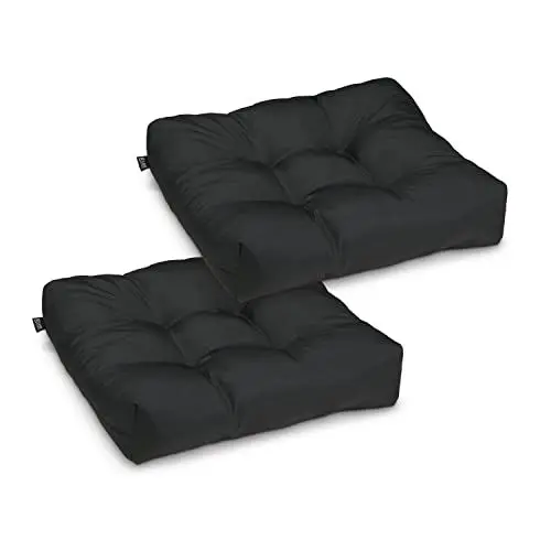 Produktbild: Classic Accessories Wasserabweisendes, quadratisches Terrassensitzkissen, 48,3 x 48,3 x 12,7 cm, 2 Stück, schwarz, Outdoor-Sitzkissen