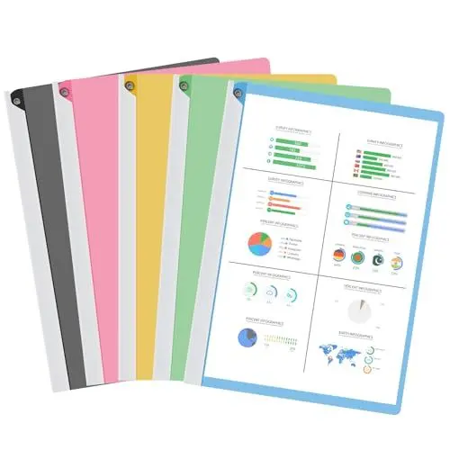 Produktbild: Classycoo A4 Aktenordner mit Drehbarer Wellenstange und transparenter Cover - 5 stück verdickte farbdatenordner berichtsordner, dokumentenmappe sammelmappe, bürobedarf Geschenk