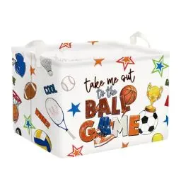 Produktbild: Clastyle 36L Groß Kugel Basketball Fußball Weiß Aufbewahrungskorb mit Henkel Rechteckig Spielzeug Kleidung Aufbewahrungsbox für Kinderzimmer Bad