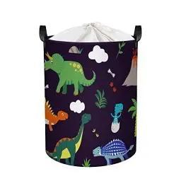 Produktbild: Clastyle 45L Dino Wäschekorb Kinderzimmer Aufbewahrungskorb Kinder Spielzeug Korb Kleidung Wäschesammler, 36x45 cm