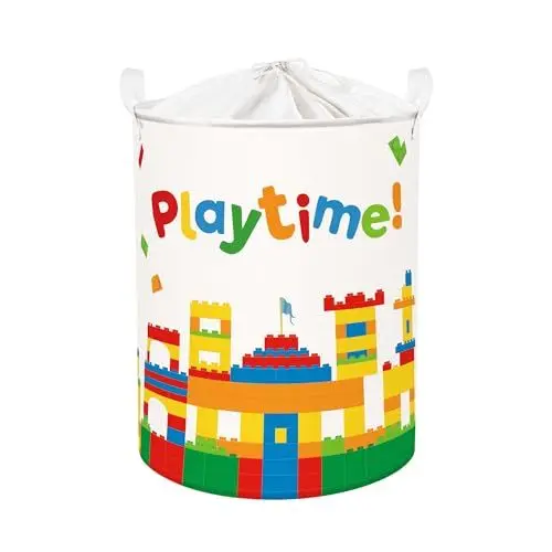 Produktbild: Clastyle Studie Kinder Wäschekorb mit Henkel Faltbar Kleidung Spielzeug Aufbewahrungskorb Jungen Mädchen Aufbewahrungsbox für Babyzimmer Bad, Spielzeit, 40 * 50 cm
