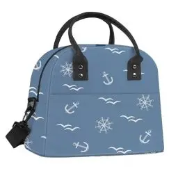 Produktbild: Clastyle Blau Anker Groß Isolierte Lunchtasche Damen Herren, wasserdichte Klein Kühltasche Erwachsene mit Riemen, Auslaufsicher Brotzeittasche für Picknick Arbeit Büro