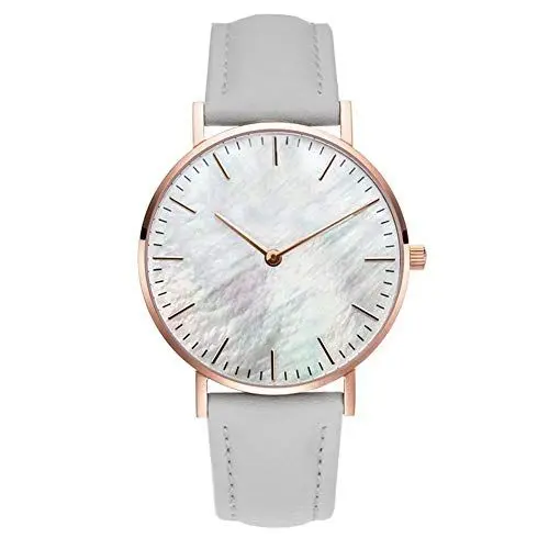 Produktbild: Clastyle Damen Uhr Minimalistisch Ultradünne Armbanduhr für Damen Grau Mode mit Lederarmband Uhr Geschenk