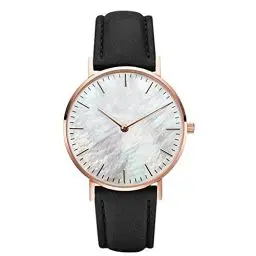 Produktbild: Clastyle Damen Uhr Minimalistisch Ultradünne Armbanduhr für Damen Schwarz Mode Uhr mit Lederarmband Geschenk
