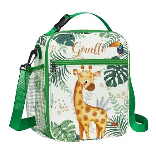 Produktbild: Clastyle Gelb Giraffe Isolierte Lunchtasche Kinder, Klein Kühltasche für Jungen Mädchen mit Flaschenhalter, Wasserdichte Brotzeittasche für Picknick Schulen